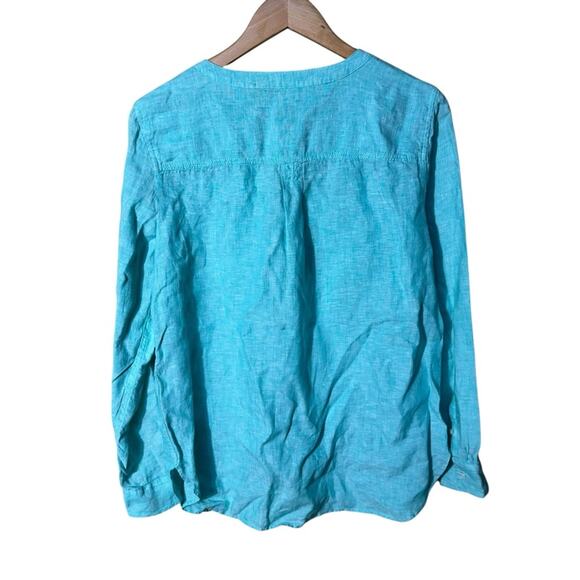Talbots Long Sleeve Linen Button Front Top Size Medium - Picture 2 of 7